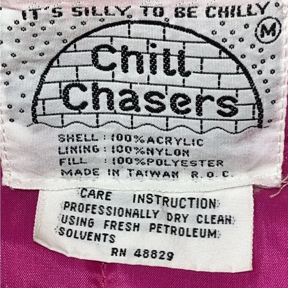 Barbie sweater jacket Chill chasers HOT PINK knit puff sleeves Zip up QUILTED M - Picture 2 of 14